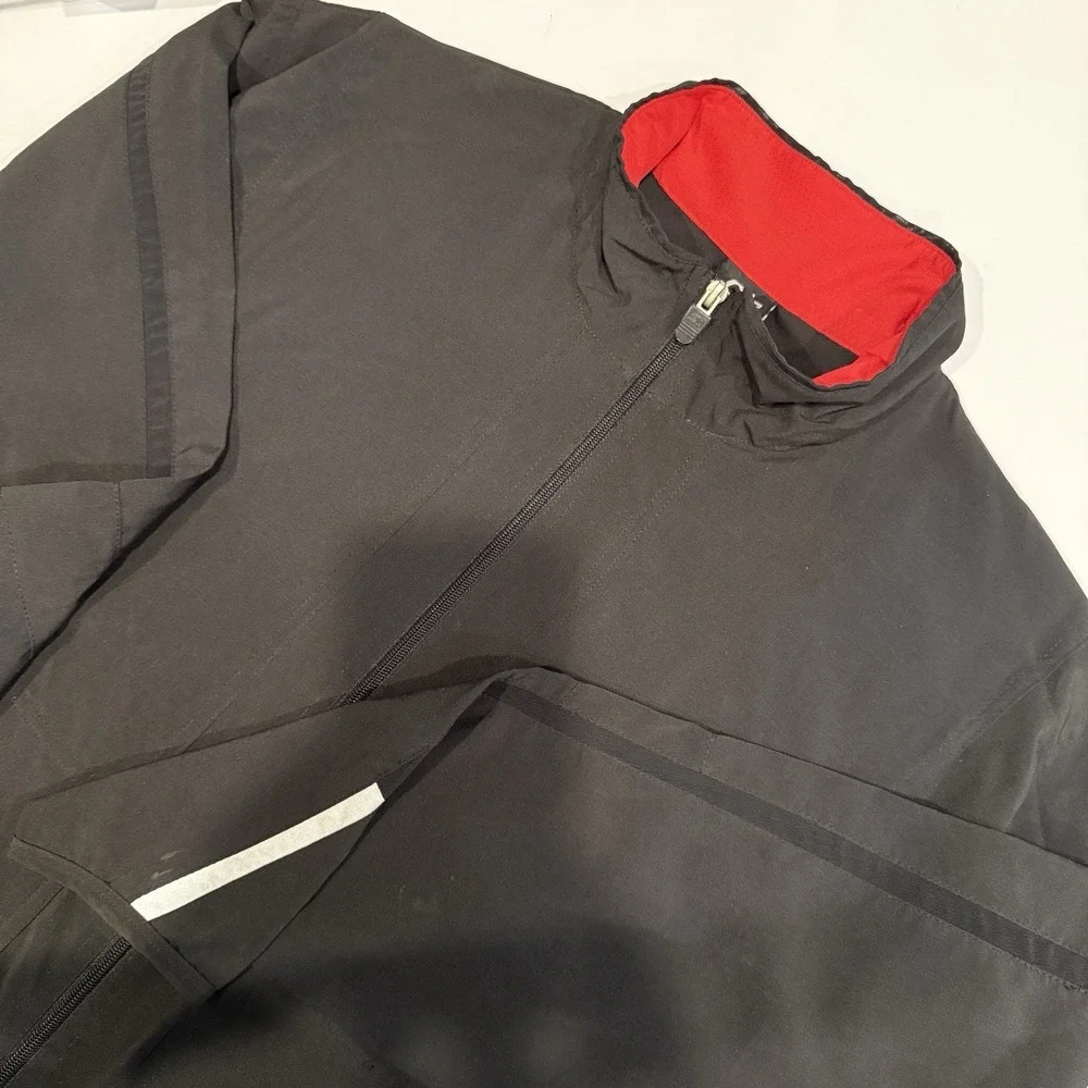 Starter Vintage Mens Zip Up Windbreaker Jacket Red Black Lightweight Size Large